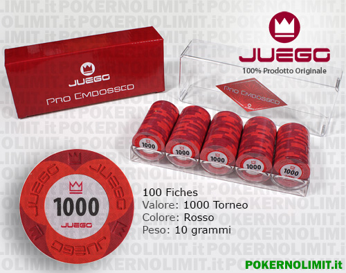 Juego - 100 Fiches Pro Embossed valore 1000 - fiches real clay