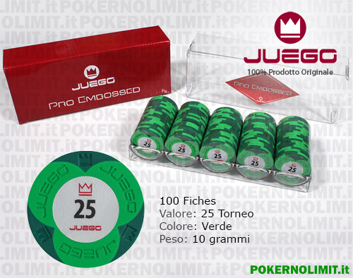 Juego - 100 Fiches Pro Embossed valore 25 - fiches real clay