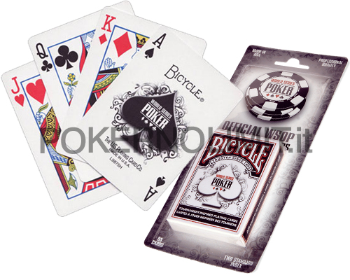 accessori di poker - bicycle carte da poker in caroncino nero triplex con logo wsop