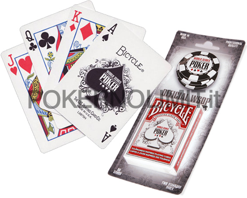 accessori di poker - bicycle carte da poker in caroncino rosso triplex con logo wsop