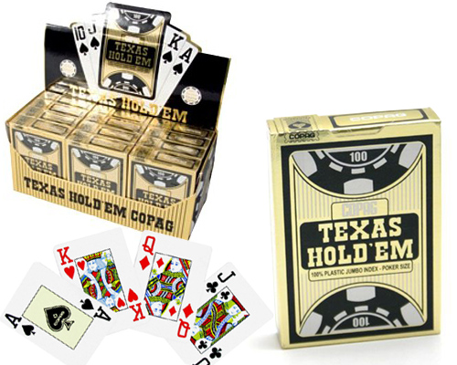 accessori di poker - display 12 mazzi di carte copag gold texas hold em nere
