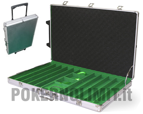 accessori di poker - valigetta trolley porta fiches in alluminio vuota 1000 chips