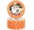 accessori per il poker - Fiches Poker Tournament Arancio 10000 - Blister 25 Chips Poker 11.5 gr.