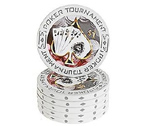 accessori per il poker - Fiches Poker Tournament Bianco 1 - Blister 25 Chips Poker 11.5 gr.