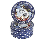 accessori per il poker - Fiches Poker Tournament Blu 10 - Blister 25 Chips Poker 11.5 gr.