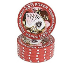 accessori per il poker - Fiches Poker Tournament Rosso 5 - Blister 25 Chips Poker 11.5 gr.