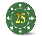 accessori per il poker - Blister 25 Fiches 11.5 gr. Verdi - Chips Hot Stamp 25