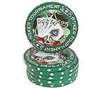 accessori per il poker - Fiches Poker Tournament Verde 25 - Blister 25 Chips Poker 11.5 gr.