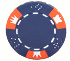 Crown and Dice 3 Colour - 25 Clay Poker Fiches (blu)