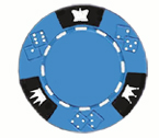 Crown and Dice 3 Colour - 25 Clay Poker Fiches (celeste)
