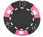 Crown and Dice 3 Colour - 25 Clay Poker Fiches (Nero)