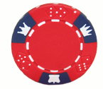 Crown and Dice 3 Colour - 25 Clay Poker Fiches (rosso)
