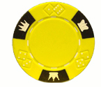 Crown and Dice 3 Colour - 25 Clay Poker Fiches (Giallo)