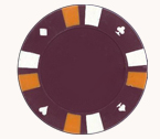 Double strip 3 colour - 25 clay poker fiches (dark magenta)