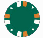 Double strip 3 colour - 25 clay poker fiches (verde)