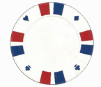 Double strip 3 colour - 25 clay poker fiches (bianco)