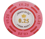 accessori per il poker - Monte Carlo - 25 Poker Fiches Clay 14 Gr. (Valore 0,25)
